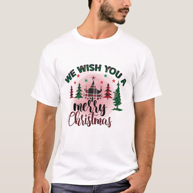Festive Merry Christmas unisex couple word art T-Shirt (Front)