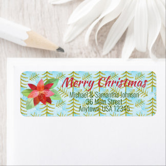 Festive Merry Christmas Watercolor Poinsettia  