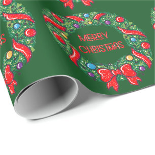 Festive Merry Christmas Whimsical Reef Wrapping Paper