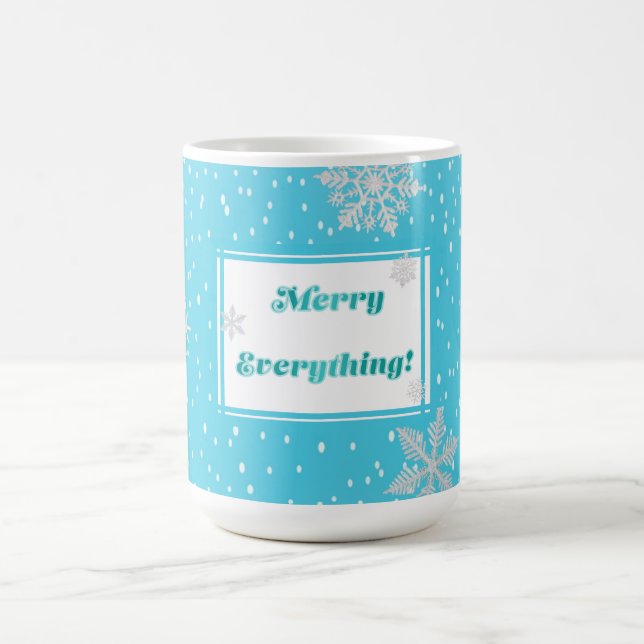 Festive 'Merry Everything' Winter Blue Holiday Coffee Mug (Center)