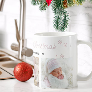 Festive Merry Little Christmas Pink Photos Coffee Mug