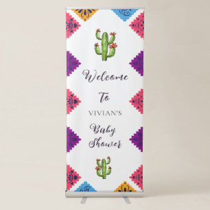 Festive Mexican Cactus Baby Shower Welcome Retractable Banner