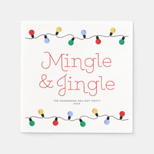 Festive Mingle & Jingle Colourful Christmas Lights Napkin