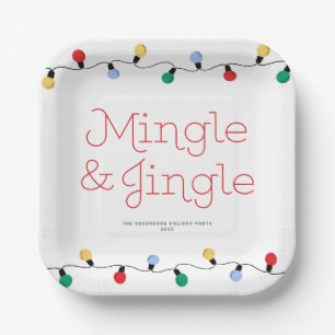 Festive Mingle & Jingle Colourful Christmas Lights Paper Plate