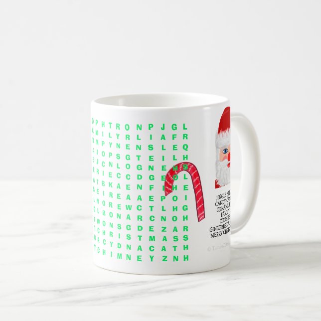 Festive Mini 25 Word Puzzle Search Santa Coffee Mug (Front Right)