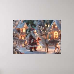 Festive Miniature Diorama, Christmas village scene Canvas Print