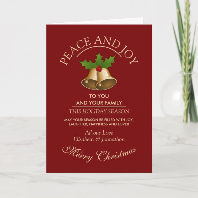 Festive Mistletoe Bells Christmas Card (Front)