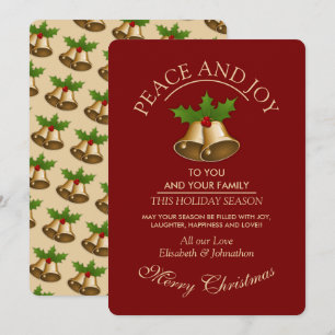 Festive Mistletoe Bells Christmas Holiday Card
