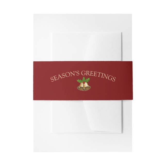Festive Mistletoe Bells Christmas Invitation Belly Band (Front Example)
