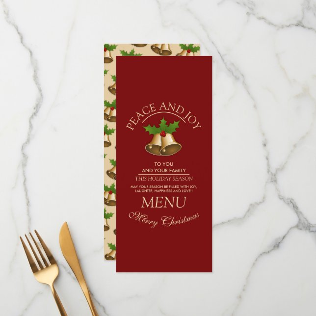 Festive Mistletoe Bells Christmas Menu (Front/Back In Situ)