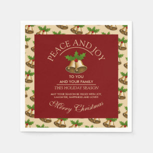Festive Mistletoe Bells Christmas Napkin