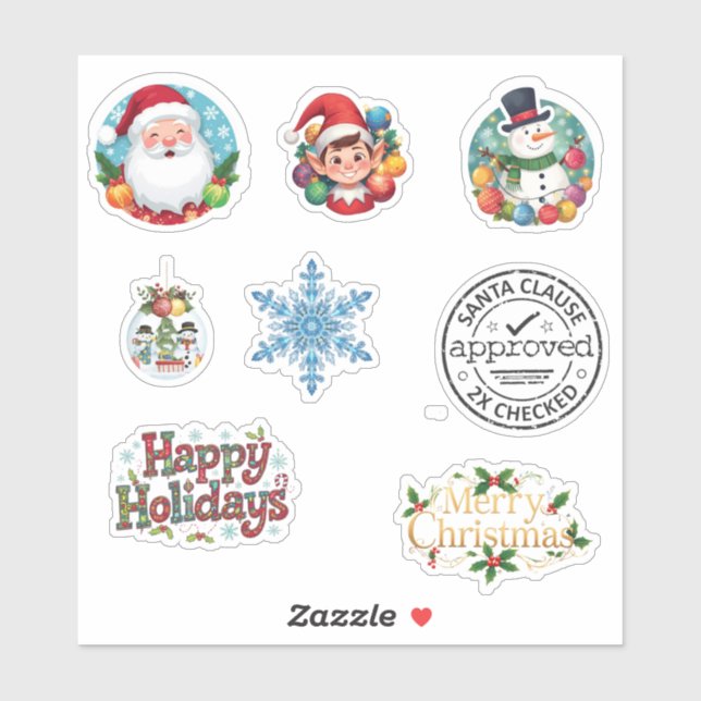 Festive Mix of Christmas Stickers (Sheet)