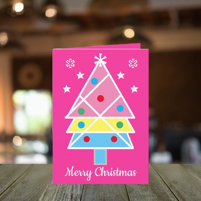 Festive Modern & Artsy Family Name Cute Christmas Holiday Card (What a cute Merry Christmas card.)