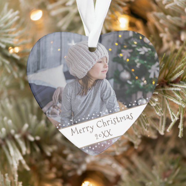 Festive Modern Christmas Holiday Keepsake Photo Ornament (Tree)