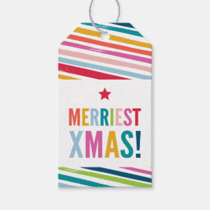 FESTIVE modern colourful bold brushed stripe Gift Tags