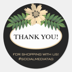 Festive Modern Floral Flower Decor Cream Black Classic Round Sticker
