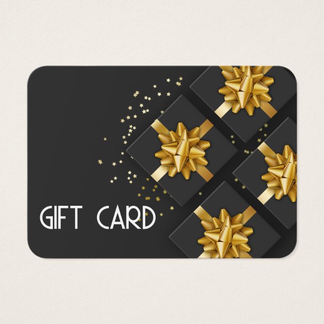 Festive Modern Gold Bow Black Gift Box Gift Card (Front)