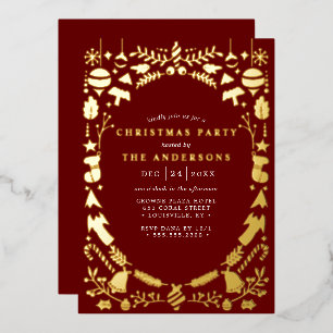 Festive Modern Gold Dark Red Christmas Party