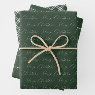 Festive Modern Green and Beige Christmas Wrapping Paper Sheet