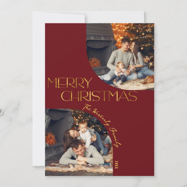 Festive Modern Merry Christmas Arch Photo Holiday Card (Front)