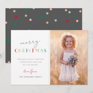 Festive Modern Merry Christmas Family Photo Holiday Card