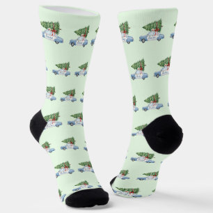 Festive Modern Police Officer Christmas Tree Car Socks