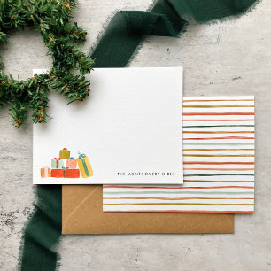 Festive Modern Watercolor Christmas Gifts Holiday Card