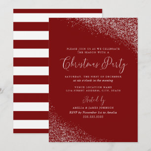 Festive Modern White Red Snow Christmas Invitation