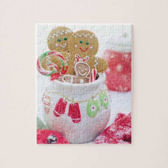 Festive Modern Winter Christmas Holidays Cookies Jigsaw Puzzle (Vertical)