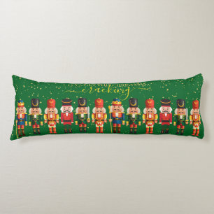 Festive Modern Xmas Green Cute Nutcracker Body Cushion