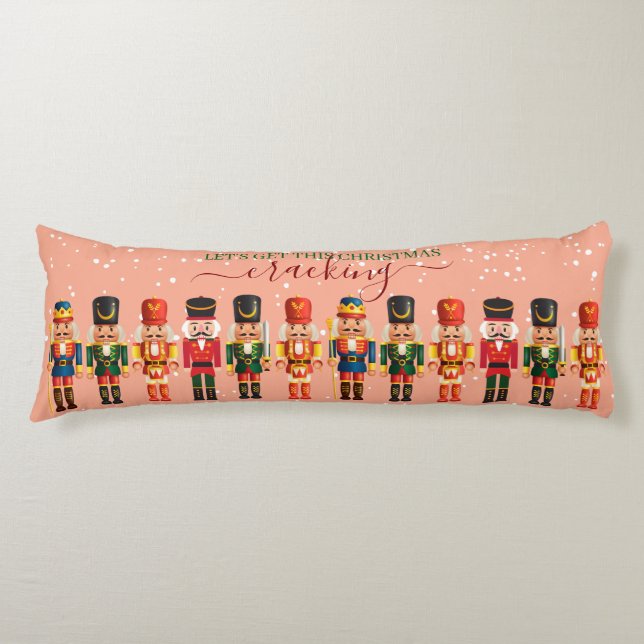 Festive Modern Xmas Pink Cute Nutcracker Body Cushion (Front)
