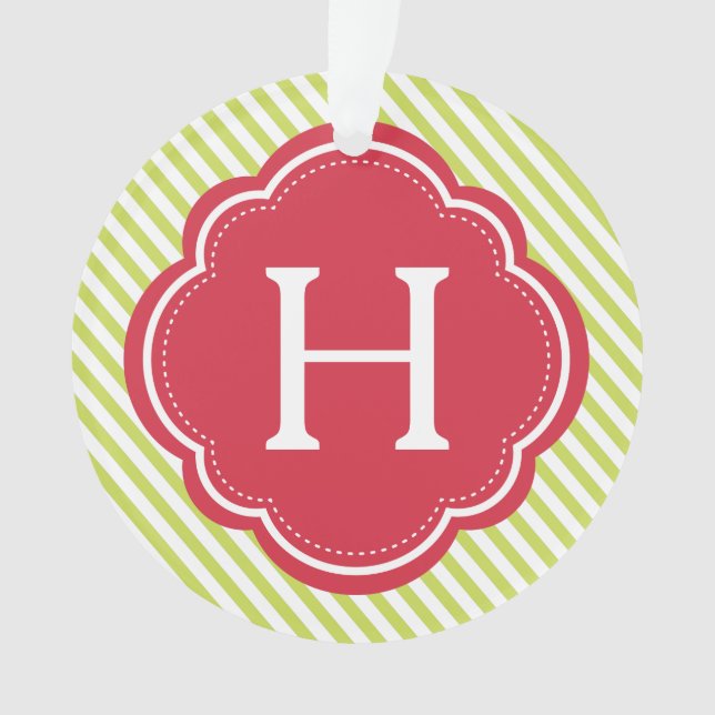 Festive Monogram & Photo Ornament (Front)