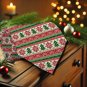 festive motifs with pines tie