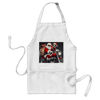 Festive Motorcycle Ride Santa and His Sidekick  Standard Apron