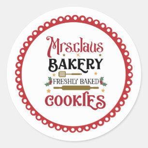 Festive Mrs. Claus Bakery Christmas Classic Round Sticker