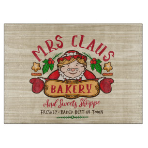 Festive Mrs. Claus bakery Christmas Cutting Board