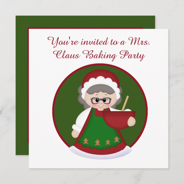 Festive Mrs. Claus baking party Invitation (Front/Back)