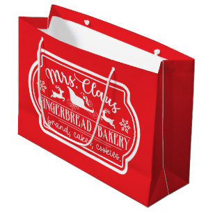 Festive Mrs. Claus Gingerbread bakery Large Gift Bag
