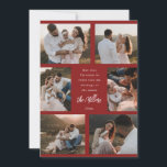 Festive Multi-Photo Christmas Card with Message<br><div class="desc">This beautifully designed Christmas card features a rich red background and showcases six cherished family photos, allowing you to share your favourite memories of the year. The centre of the card highlights a heartfelt message that you can customise followed by your family name and the year. The minimalist yet festive...</div>