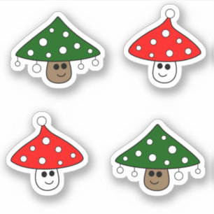 Festive Mushrooms Vinyl Stickers
