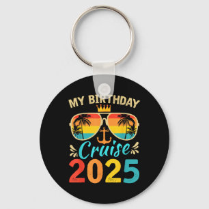 Festive My Birthday Cruise Ship Party 2025 Key Ring