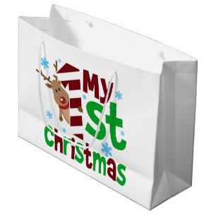 Festive my First Christmas baby unisex Large Gift Bag