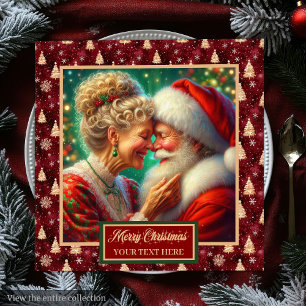 Festive Napkins Red Gold Green Christmas Santa