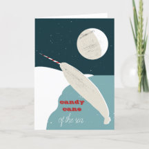 Festive narwhal greetings card