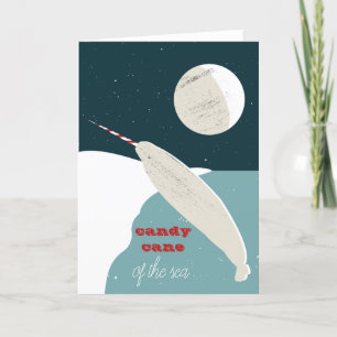 Festive narwhal greetings card