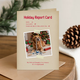 Festive Naughty List Funny Dog Photo Christmas Holiday Card