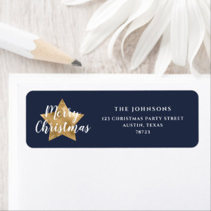 Festive Navy Blue Christmas Return Address