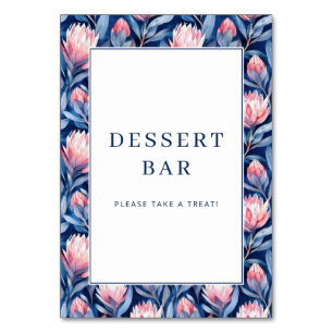 Festive Navy Floral Protea Border Table Number