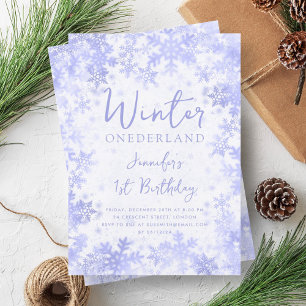 Festive Navy Winter ONEDERLAND 1st Birthday Invitation