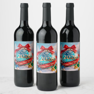 Festive New Year 2026 holiday Wine Label